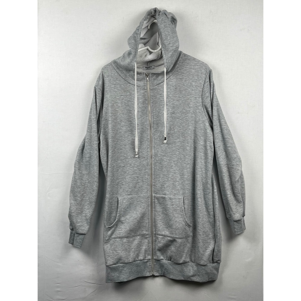 Zeagoo Full Zip Hoodie Womens XXL Longline Tunic Sweatshirt Gray